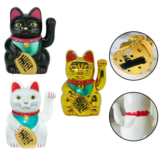 5-Inch Electric Waving Arm Lucky Cat – Cashier New Store Opening Gift &amp; Chinese Cat Decoration