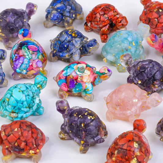Natural Crystal Stone Turtle Statue – Feng Shui Tortoise Figurine for Home & Office Energy Balance